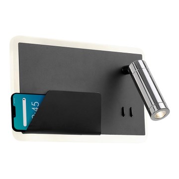 LED Zidna lampa BOARD LED/7,8W/230V + LED/3W crno/sjajni krom