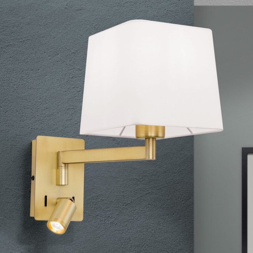 LED Zidna lampa CARLTON 1xE27/40W/230V + LED/3W bela/zlatna