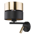 LED zidna lampa HILTON 1xE27/15W/230V + LED/3W/230V mesing/crna