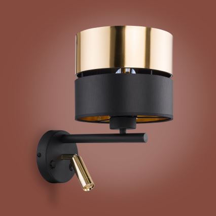 LED zidna lampa HILTON 1xE27/15W/230V + LED/3W/230V mesing/crna