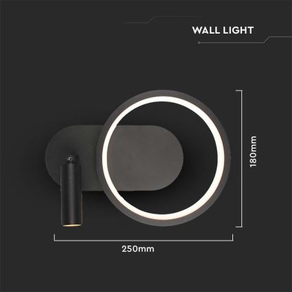 LED Zidna lampa LED/14W/230V 3000K crno