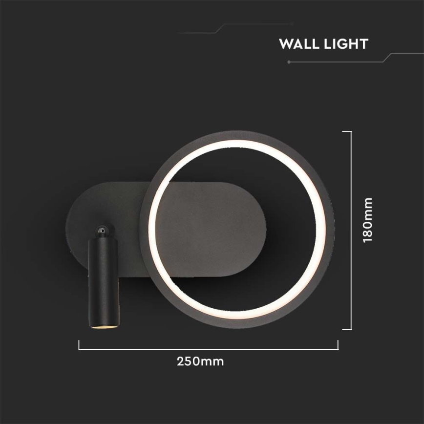 LED Zidna lampa LED/14W/230V 3000K crno