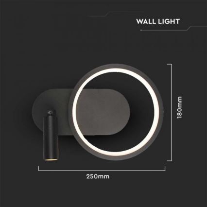 LED Zidna lampa LED/14W/230V 4000K crno