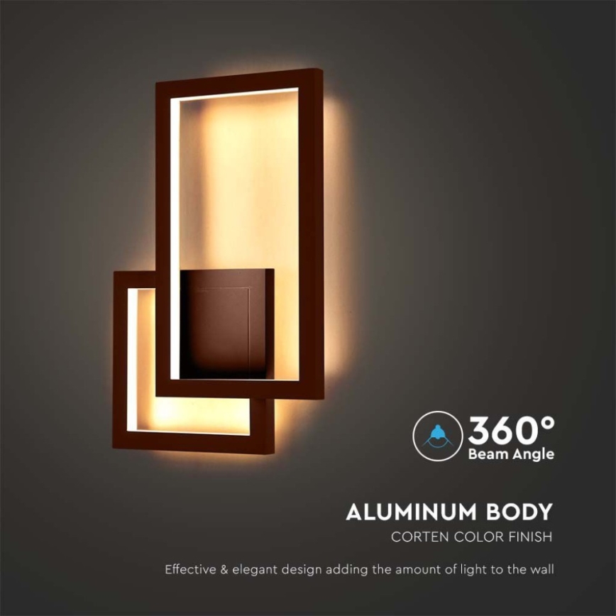 LED Zidna lampa LED/20W/230V 3000K braon