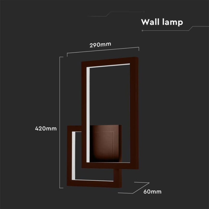 LED Zidna lampa LED/20W/230V 3000K braon
