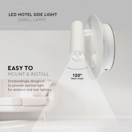 LED Zidna lampa LED/3W/230V + LED/6W/230V 3000K bela