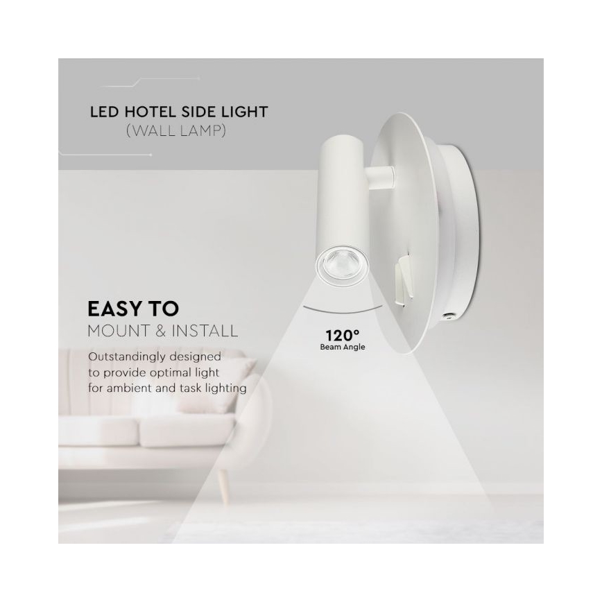 LED Zidna lampa LED/3W/230V + LED/6W/230V 3000K bela
