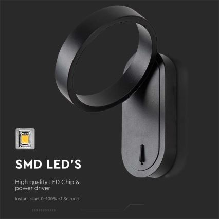 LED Zidna lampa LED/5W/230V 3000K/4000K crno