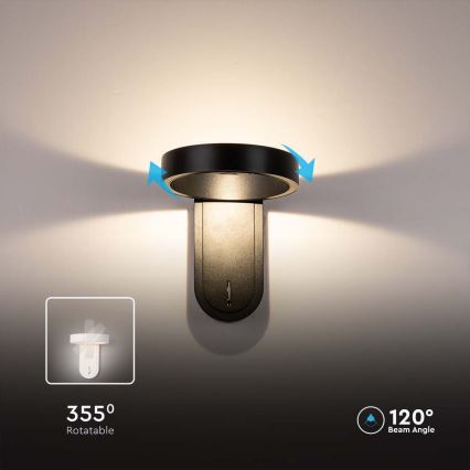LED Zidna lampa LED/5W/230V 3000K/4000K crno