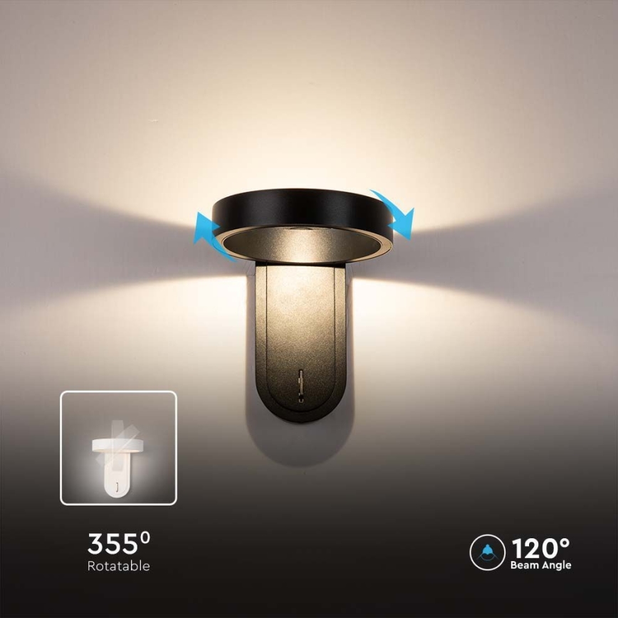 LED Zidna lampa LED/5W/230V 3000K/4000K crno