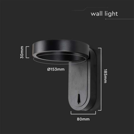 LED Zidna lampa LED/5W/230V 3000K/4000K crno