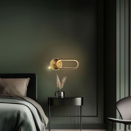 LED Zidna lampa MONET LED/13W/230V + LED/2W 3000/4000/6000K zlatna