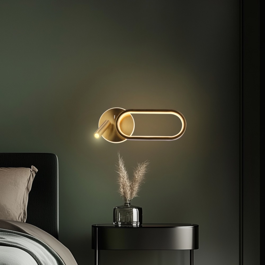 LED Zidna lampa MONET LED/13W/230V + LED/2W 3000/4000/6000K zlatna
