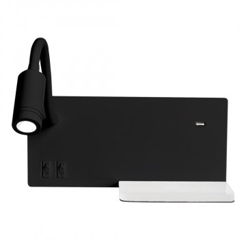 LED Zidna lampa SHELF 1xLED/4W+1xLED/5W+1xLED/2W/230V crno