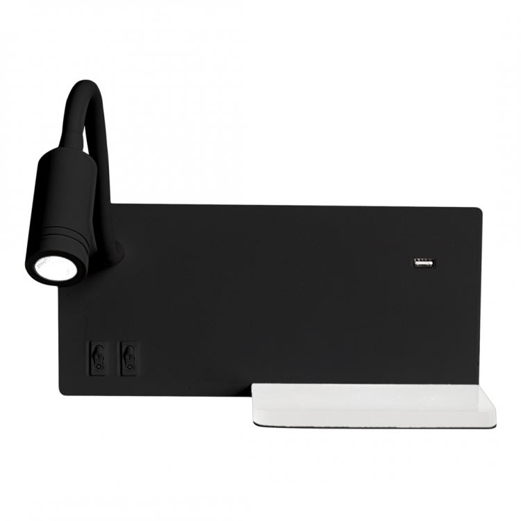 LED Zidna lampa SHELF 1xLED/4W+1xLED/5W+1xLED/2W/230V crno