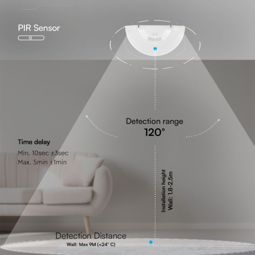 LED Zidna lampa za kupatilo sa senzorom SAMSUNG CHIP LED/10W/230V 4000K IP54 bela