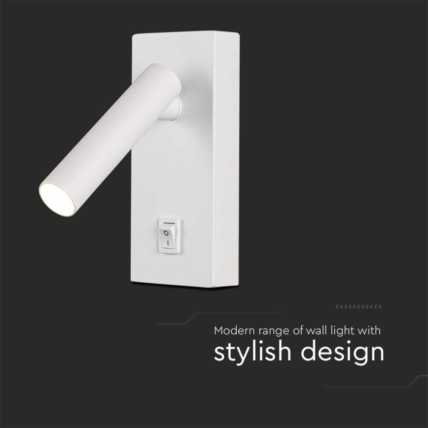 LED Zidna reflektorska lampa sa prekidačem LED/2W/230V 3000K bela