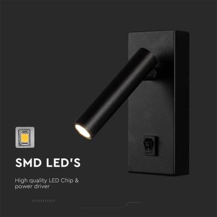 LED Zidna reflektorska lampa LED/2W/230V 4000K crno