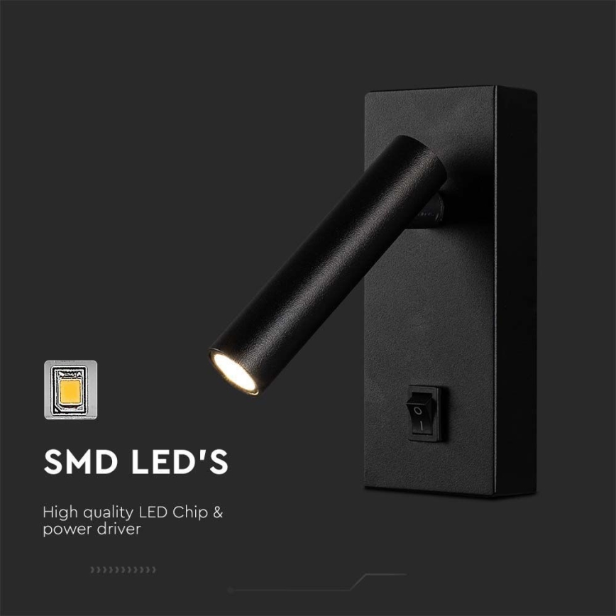 LED Zidna reflektorska lampa LED/2W/230V 4000K crno