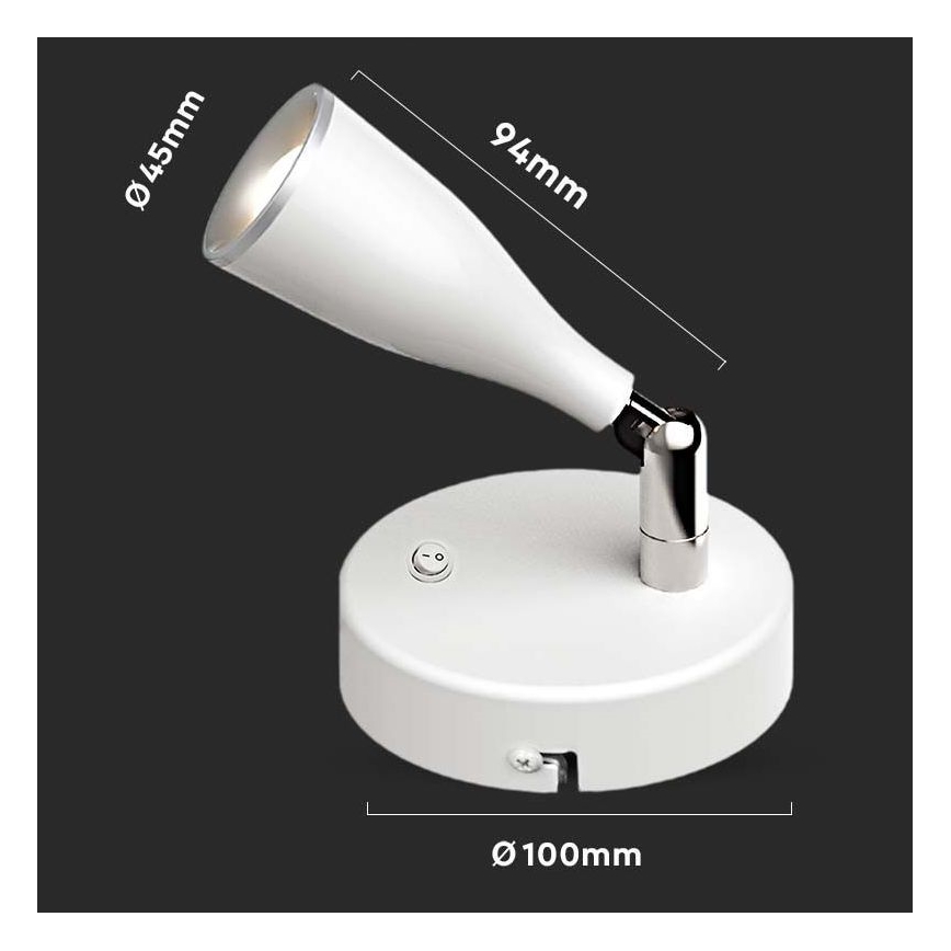 LED Zidna reflektorska lampa LED/4,5W/230V 3000K bela