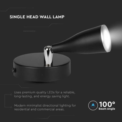 LED Zidna reflektorska lampa LED/4,5W/230V 4000K crno