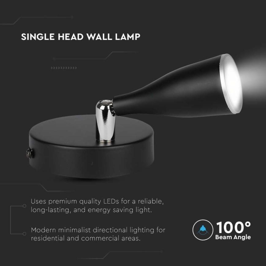 LED Zidna reflektorska lampa LED/4,5W/230V 4000K crno