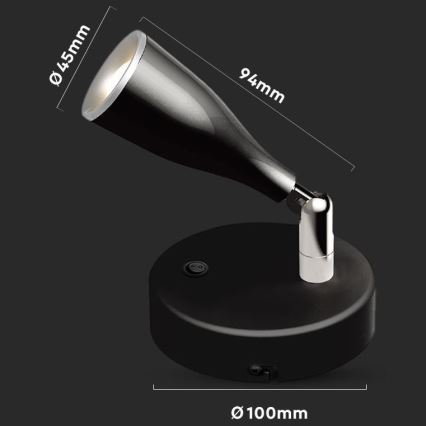 LED Zidna reflektorska lampa LED/4,5W/230V 4000K crno