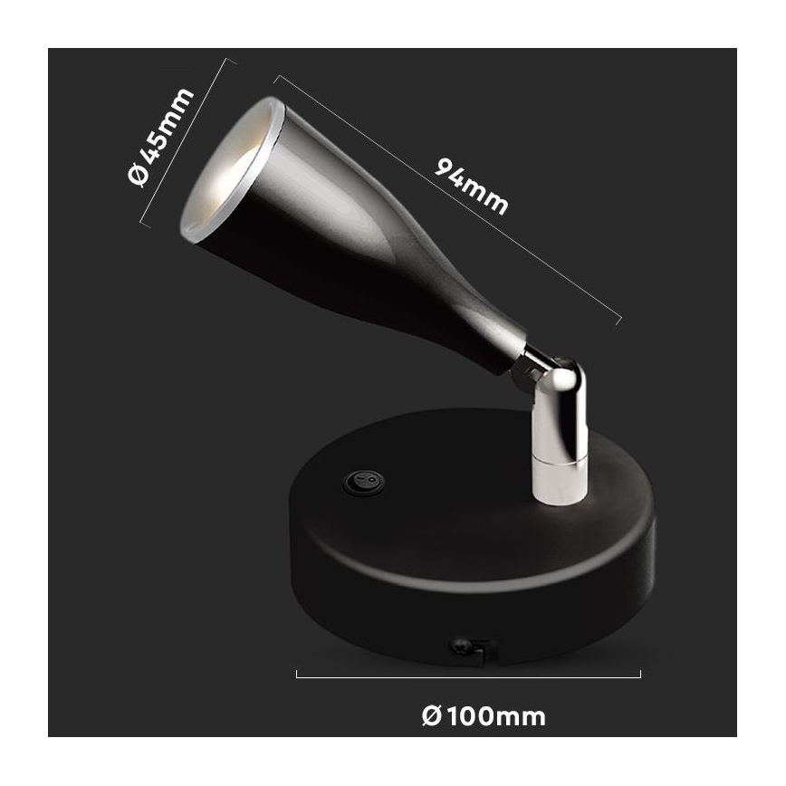 LED Zidna reflektorska lampa LED/4,5W/230V 4000K crno