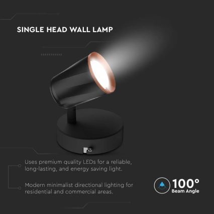 LED Zidna reflektorska lampa LED/5W/230V 4000K crno