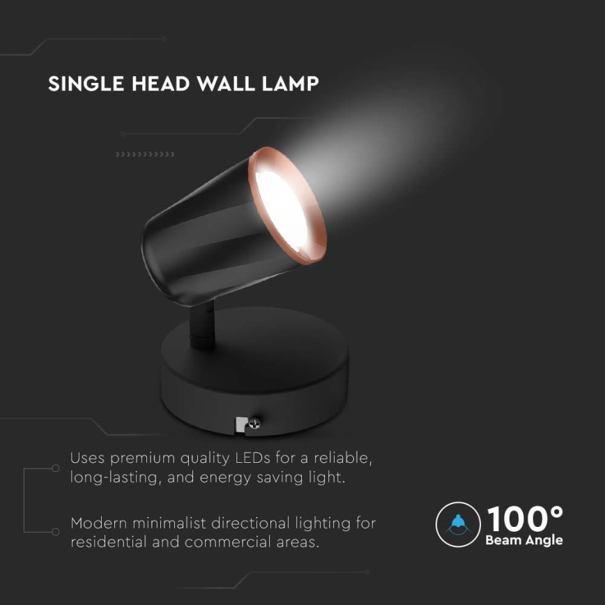 LED Zidna reflektorska lampa LED/5W/230V 4000K crno