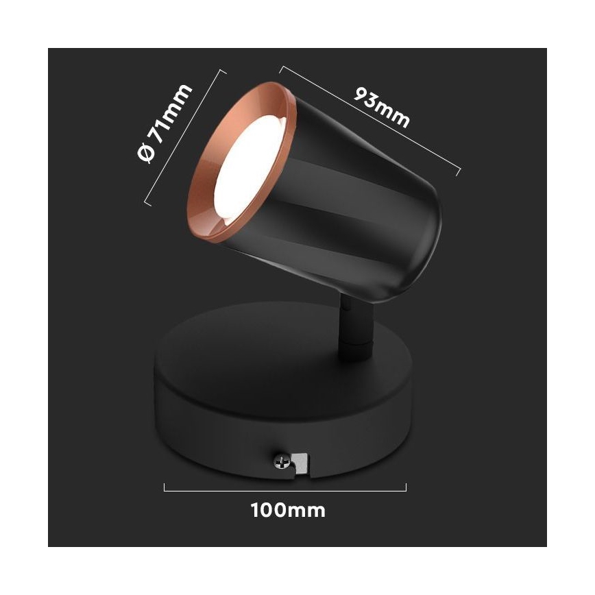 LED Zidna reflektorska lampa LED/5W/230V 4000K crno