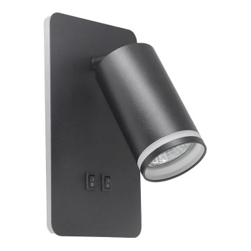 LED Zidna reflektorska lampa PARIS 1xGU10/10W/230V + LED/6W/230V crno