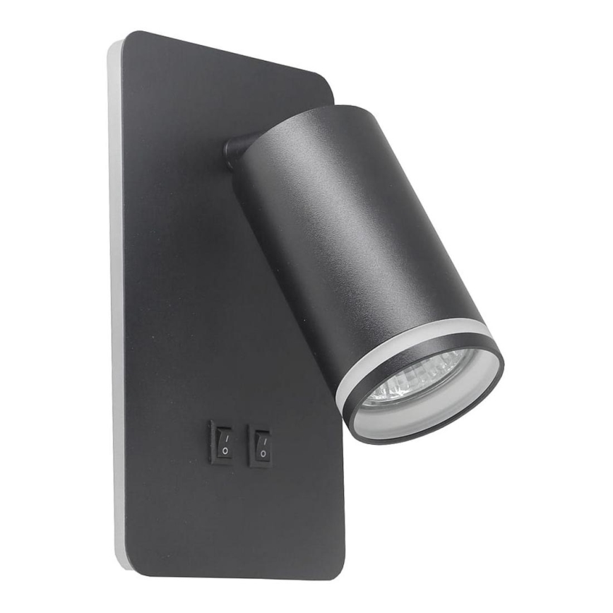 LED Zidna reflektorska lampa PARIS 1xGU10/10W/230V + LED/6W/230V crno
