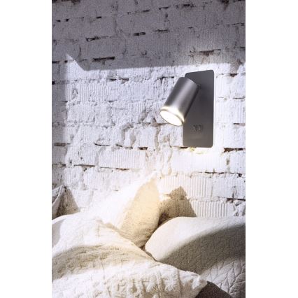 LED Zidna reflektorska lampa PARIS 1xGU10/10W/230V + LED/6W/230V crno
