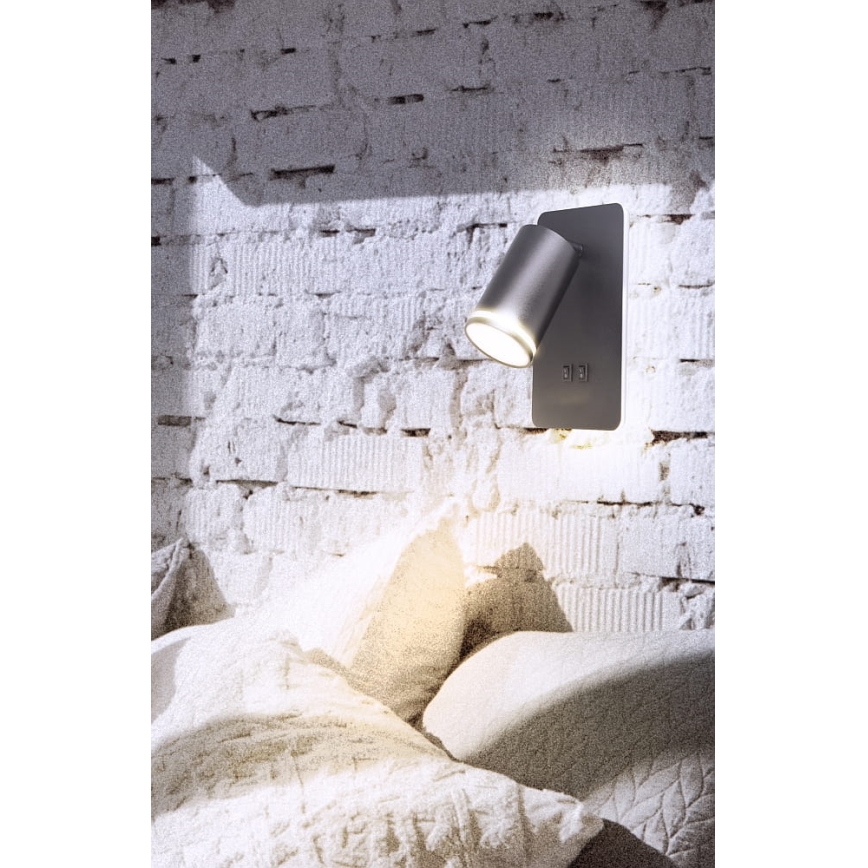 LED Zidna reflektorska lampa PARIS 1xGU10/10W/230V + LED/6W/230V crno