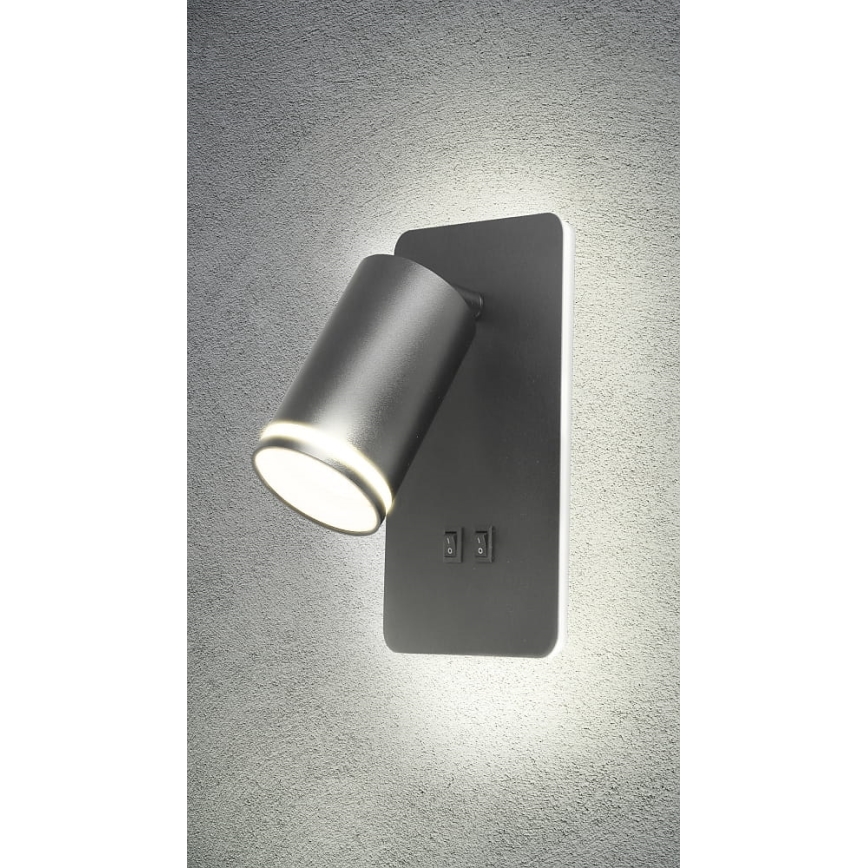 LED Zidna reflektorska lampa PARIS 1xGU10/10W/230V + LED/6W/230V crno