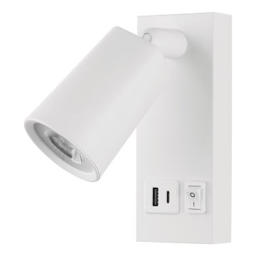 LED Zidna reflektorska lampa sa USB portom LED/5W/230V crno