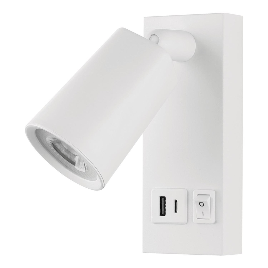 LED Zidna reflektorska lampa sa USB portom LED/5W/230V crno
