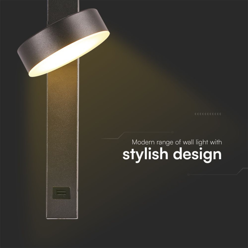 LED Zidna reflektorska lampa sa USB portom LED/8W/230V 3000K