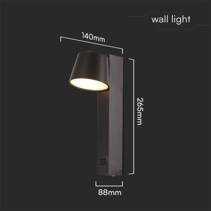 LED Zidna reflektorska lampa sa USB portom LED/8W/230V 3000K