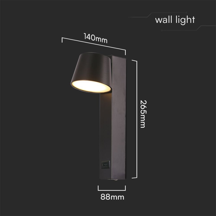 LED Zidna reflektorska lampa sa USB portom LED/8W/230V 3000K
