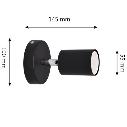 LED Zidna reflektorska lampa TUNE 1xGU10/4,8W/230V crno