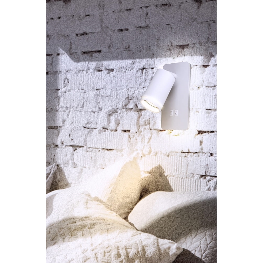 LED zidna spot svetiljka PARIS 1xGU10/10W/230V + LED/6W/230V bela