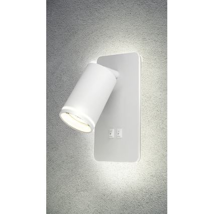 LED zidna spot svetiljka PARIS 1xGU10/10W/230V + LED/6W/230V bela