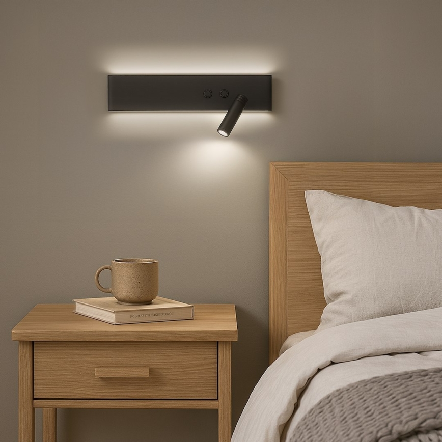 LED zidna spot svetiljka RESORT LED/10W/230V + LED/3W, crna, desna