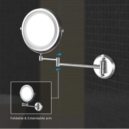 LED Zidno kozmetičko ogledalo LED/3W/6V 4xAA IP44