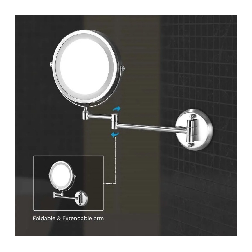 LED Zidno kozmetičko ogledalo LED/3W/6V 4xAA IP44