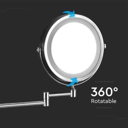 LED Zidno kozmetičko ogledalo LED/3W/6V 4xAA IP44