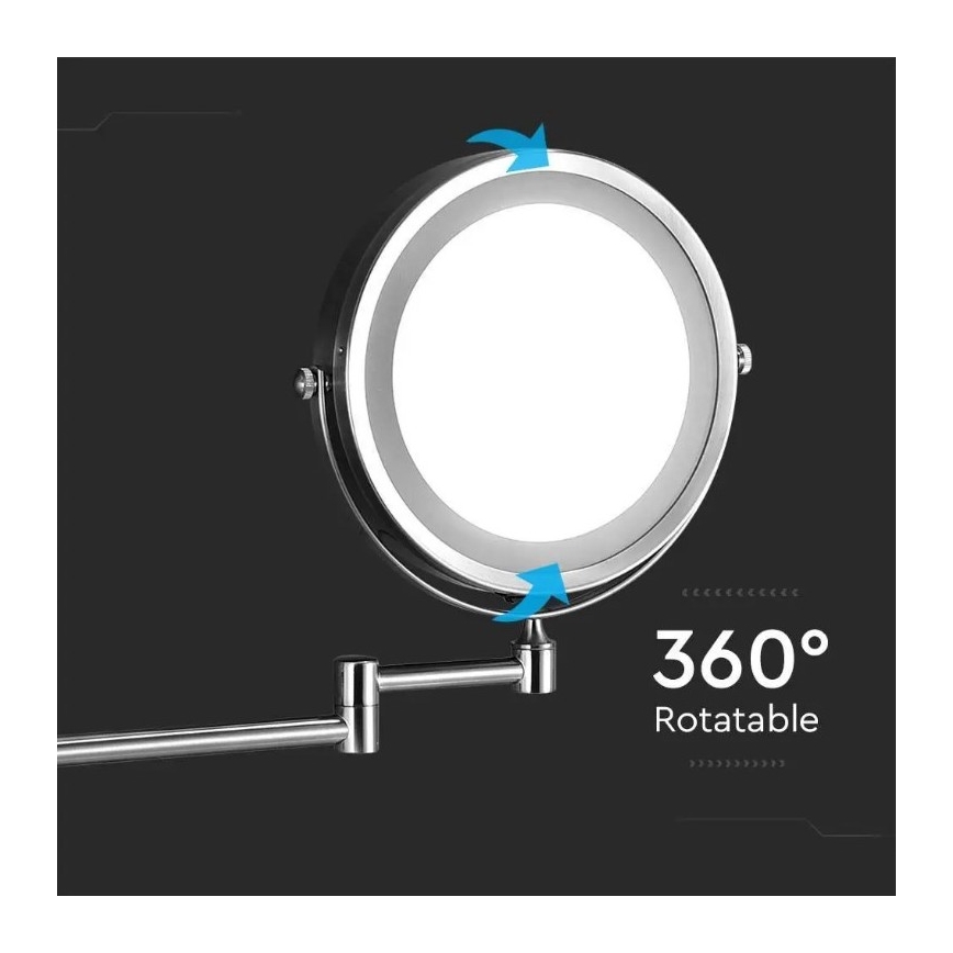 LED Zidno kozmetičko ogledalo LED/3W/6V 4xAA IP44