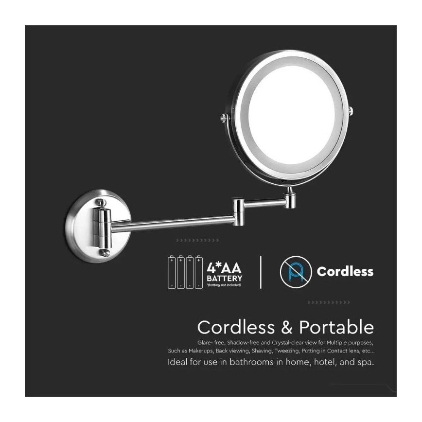 LED Zidno kozmetičko ogledalo LED/3W/6V 4xAA IP44